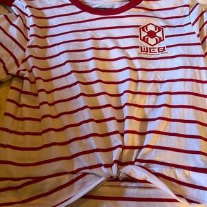 Red and White Striped Spiderman Cropped Shirt
